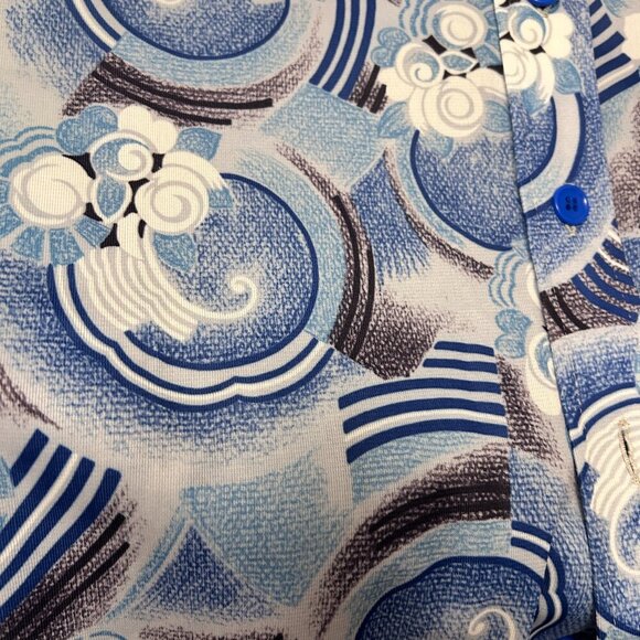70s DEADSTOCK Psychedelic Op Art Dagger Collar Shirt - Picture 7 of 9